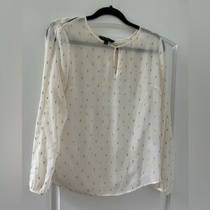 Banana Republic Cream Blouse with Gray stitching details